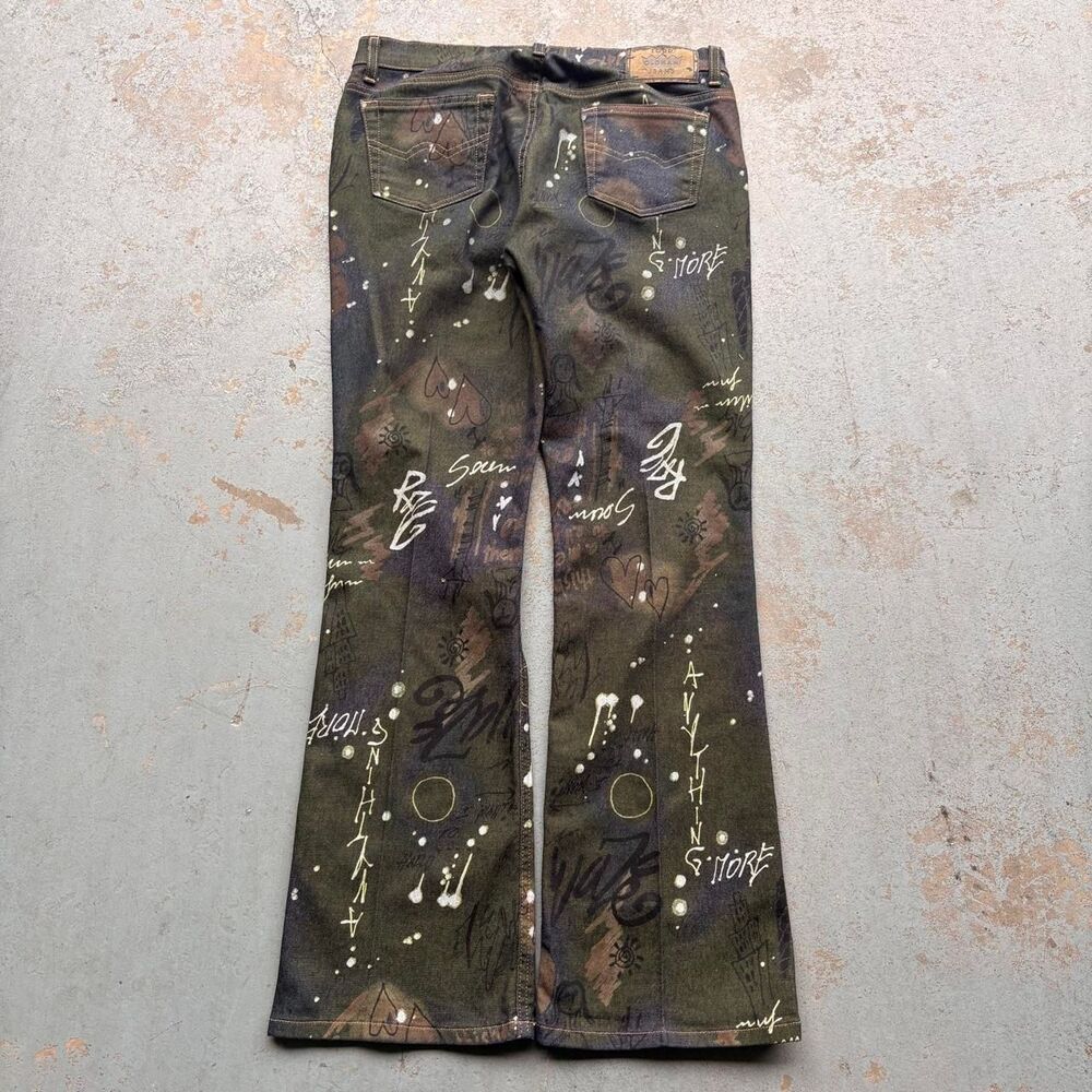 Vintage 90s Todd Oldham Graffiti Flared Jeans - Picture 7 of 8